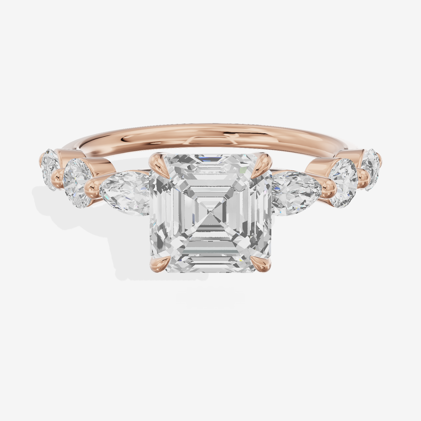 Lumera Cathedral Asscher Engagement Ring with Side Stones (1/3 ct. tw.) in 14K Rose Gold