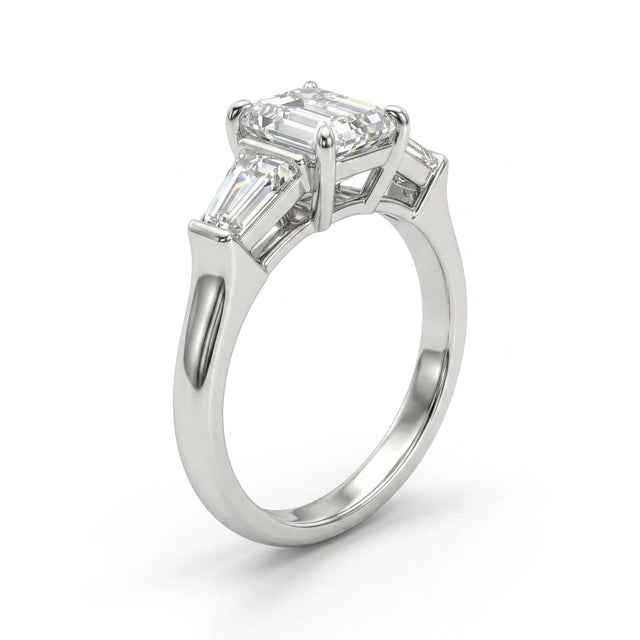 Cathedral Three Stone Emerald Engagement Ring (1.4 ct. tw.) in 18K White Gold