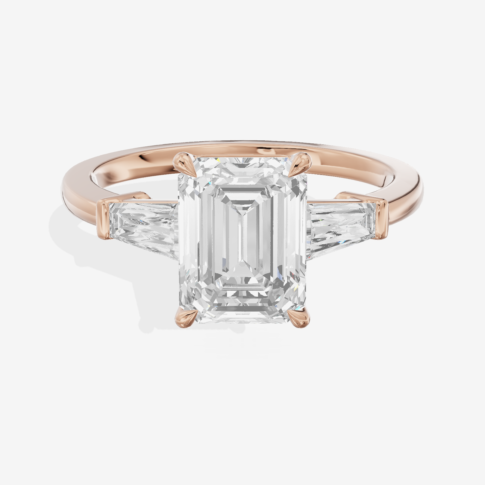 Vintage Coeurine Three Stone Emerald Engagement Ring (1/2 ct. tw.) in 18K Rose Gold