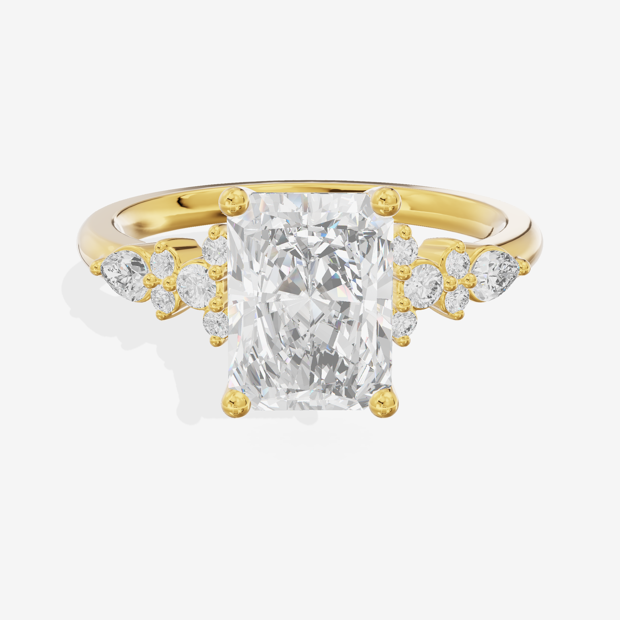 Tender Adorae Radiant Engagement Ring with Side Stones (1/5 ct. tw.) in 14K Yellow Gold