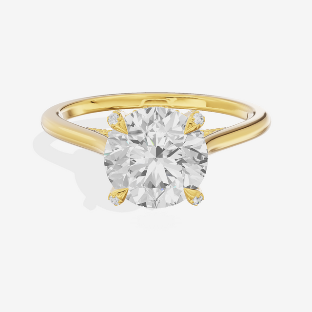 Grand Vowsae Round Engagement Ring with Side Stones (1/5 ct. tw.) in 18K Yellow Gold