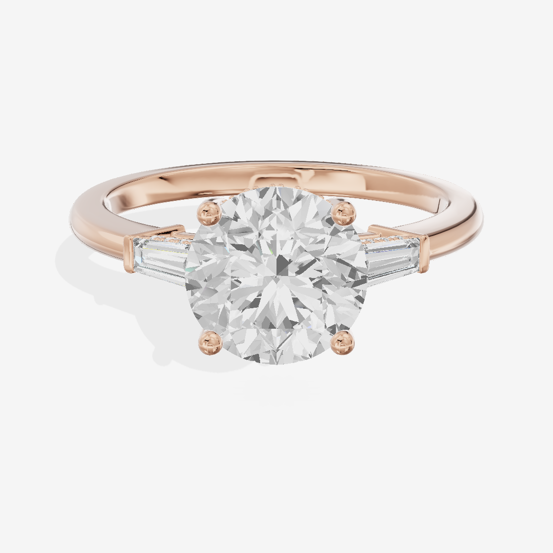 Clusta Three Stone Round Engagement Ring (1/10 ct. tw.) in 14K Rose Gold