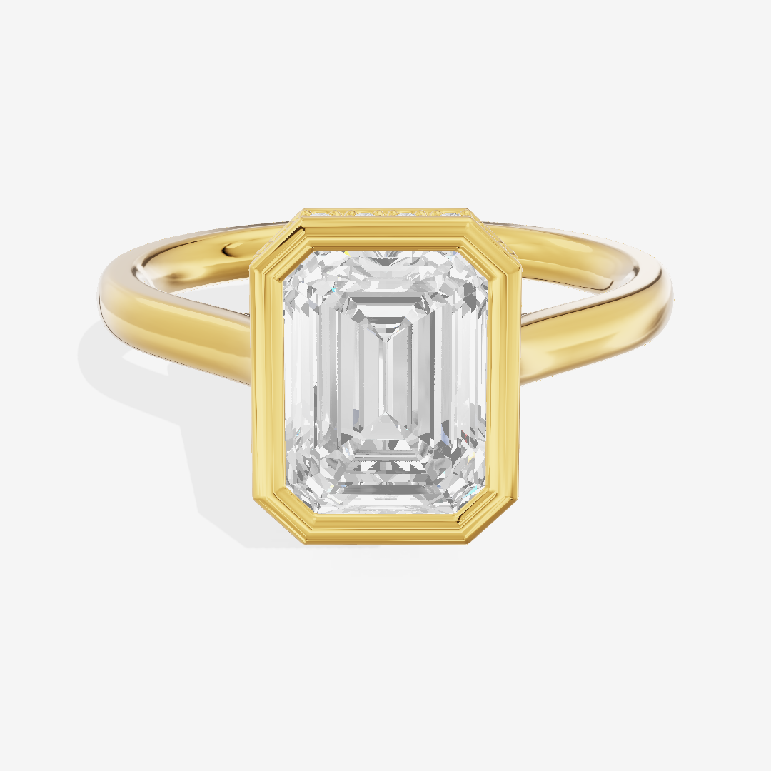 Sincere Hidden Halo Emerald Engagement Ring (1/6 ct. tw.) in 14K Yellow Gold