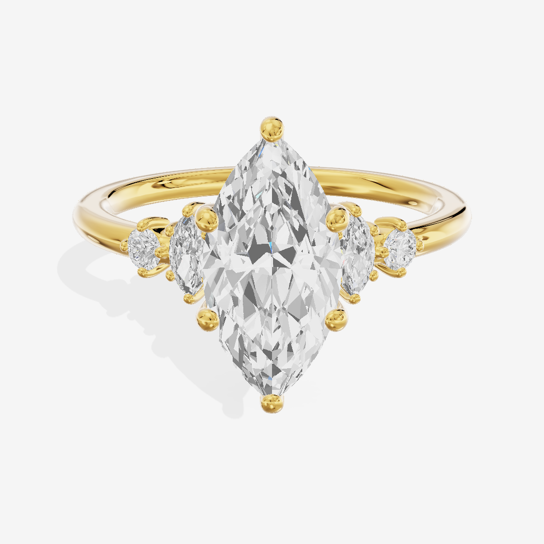 Hallowed Halcyon Marquise Engagement Ring with Side Stones (1/6 ct. tw.) in 18K Yellow Gold