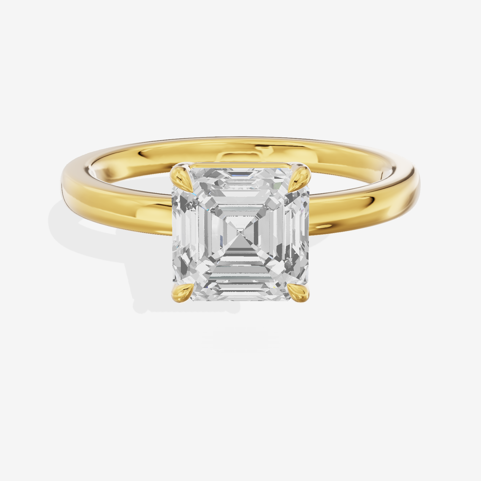 Heartline 2mm Asscher Solitaire Engagement Ring in 14K Yellow Gold