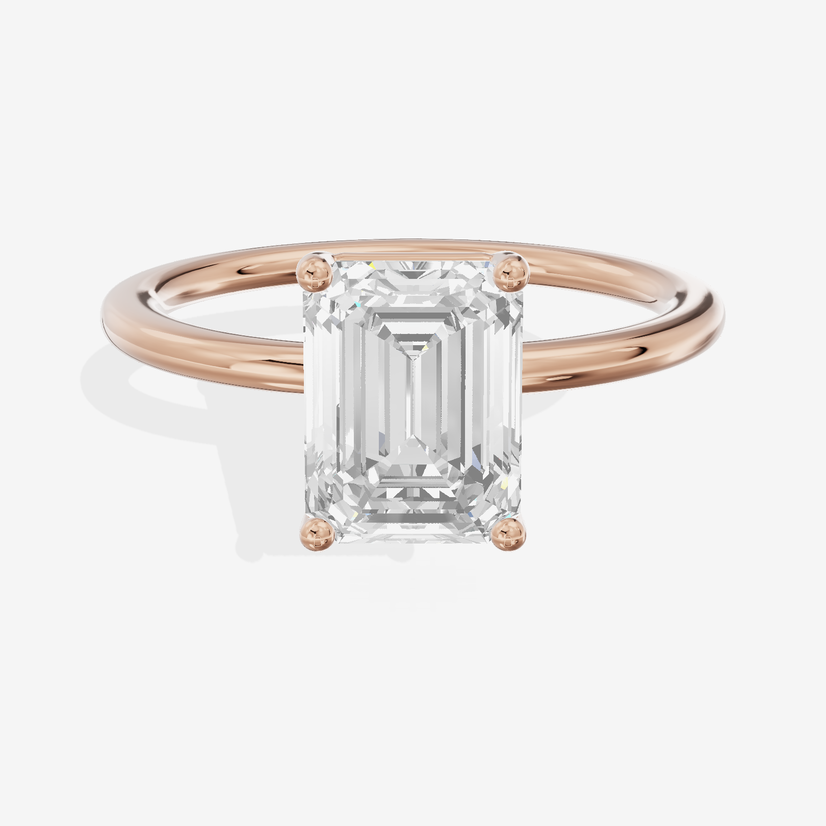 Crowned Vowsae 1.5mm Emerald Solitaire Engagement Ring in 14K Rose Gold