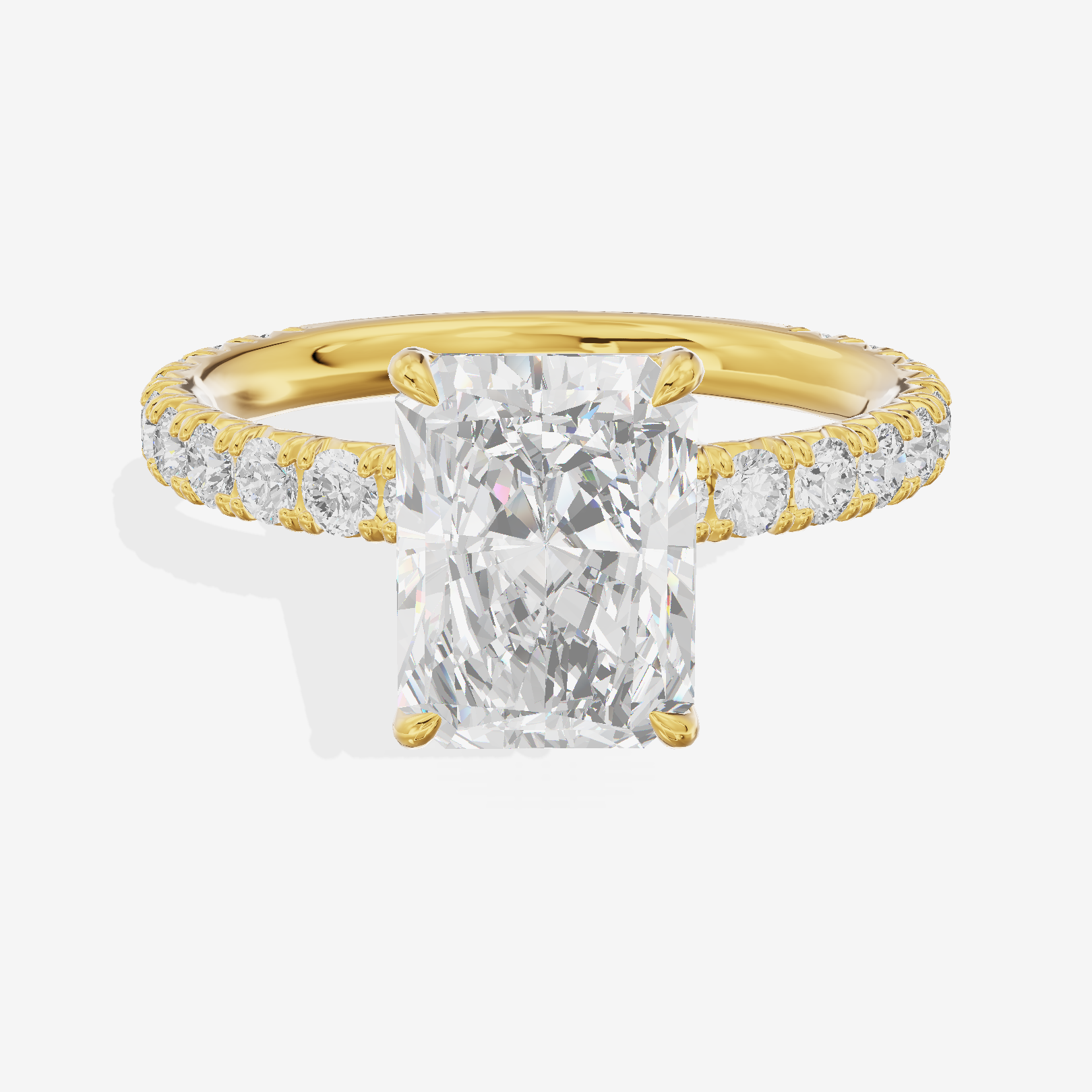 Twined Promezza Radiant Engagement Ring with Side Stones (1/2 ct. tw.) in 18K Yellow Gold