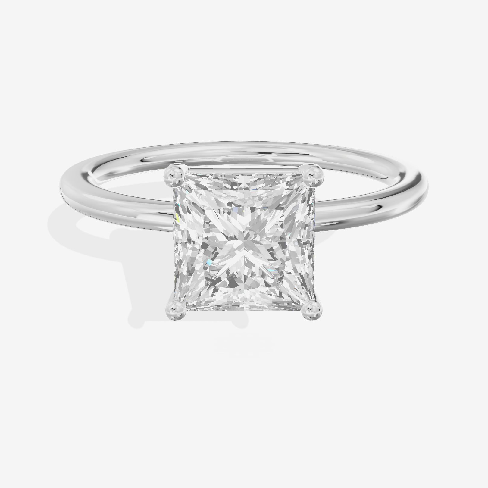 Crowned Vowsae 1.5mm Princess Solitaire Engagement Ring in Platinum