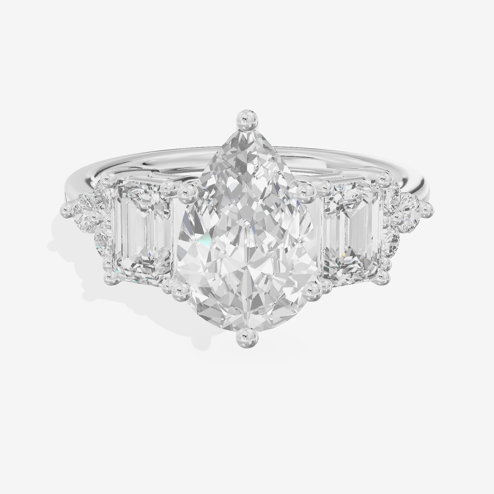 Grand Halcyon Pear Engagement Ring with Side Stones (3/4 ct. tw.) in 14K White Gold