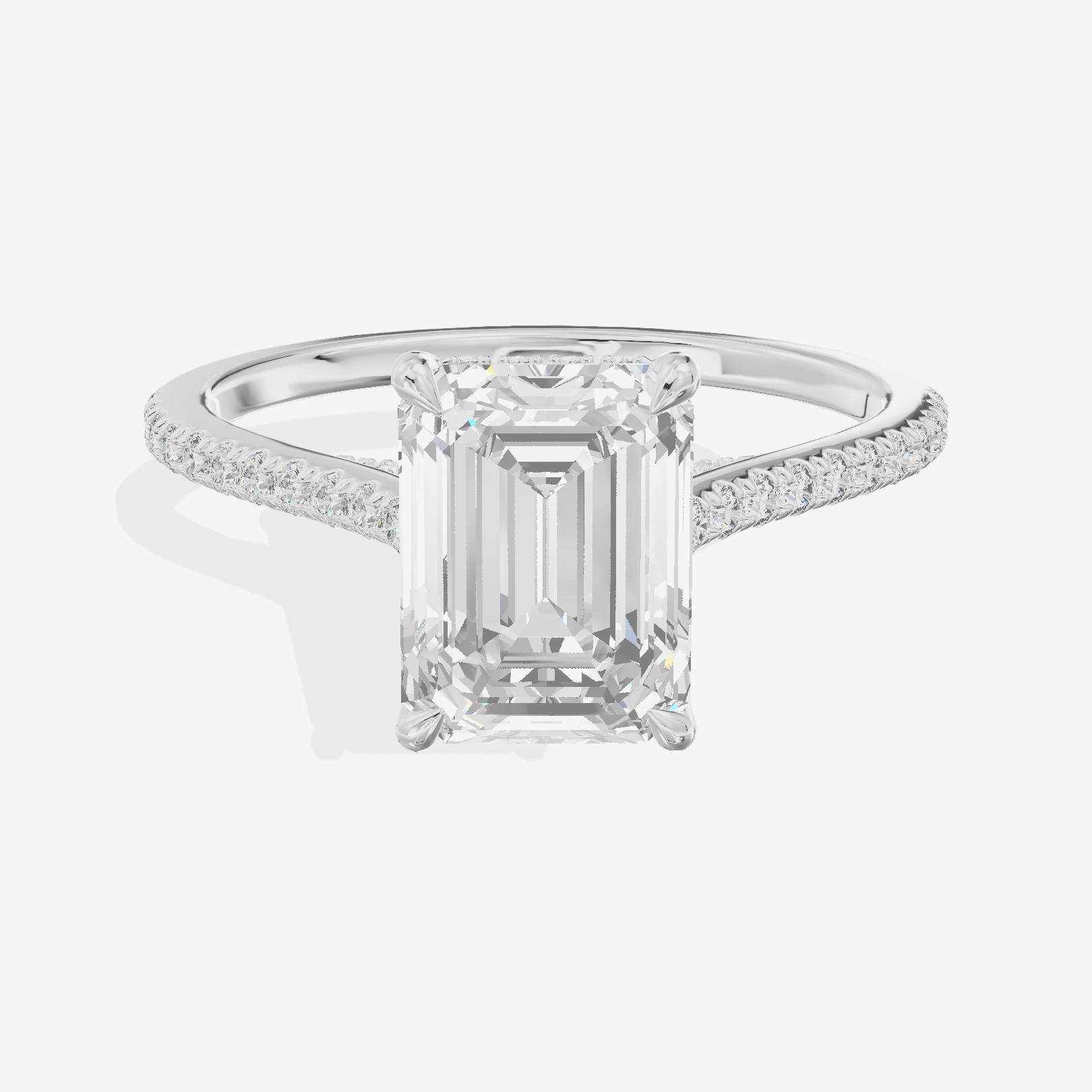 Grand Tender Emerald Engagement Ring with Side Stones (1/8 ct. tw.) in Platinum