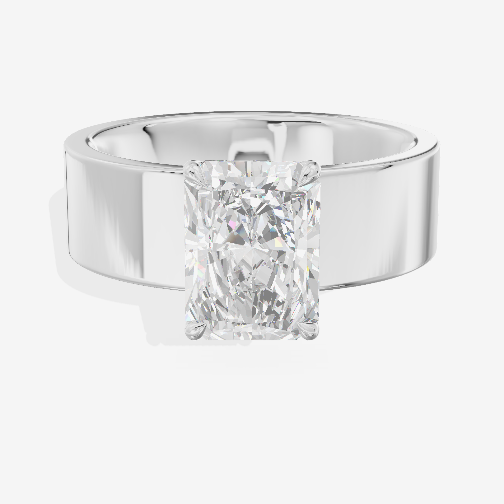 Aimora Solitaire 6mm Radiant Engagement Ring in 18K White Gold