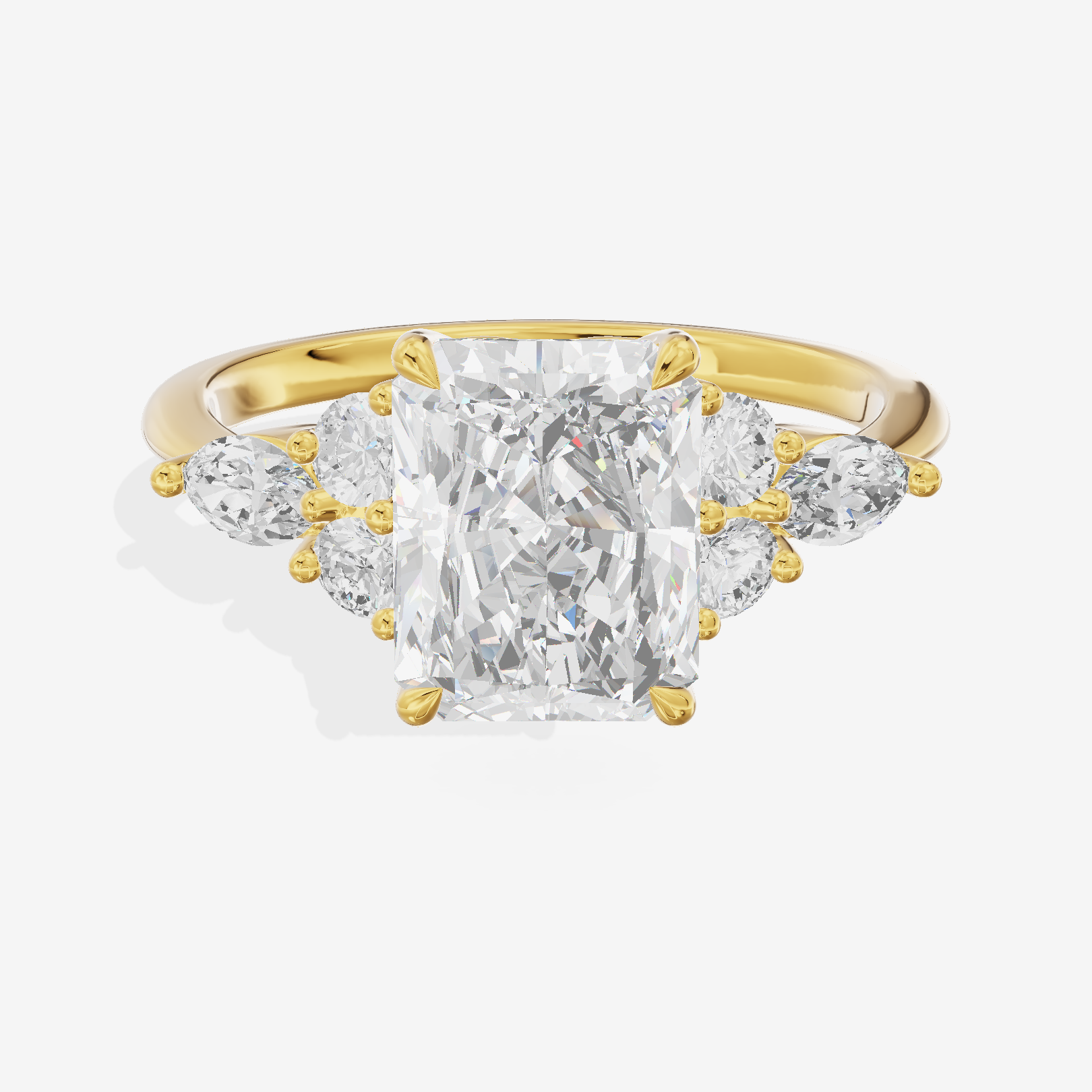 Luxe Vowsae Radiant Engagement Ring with Side Stones (2/5 ct. tw.) in 14K Yellow Gold