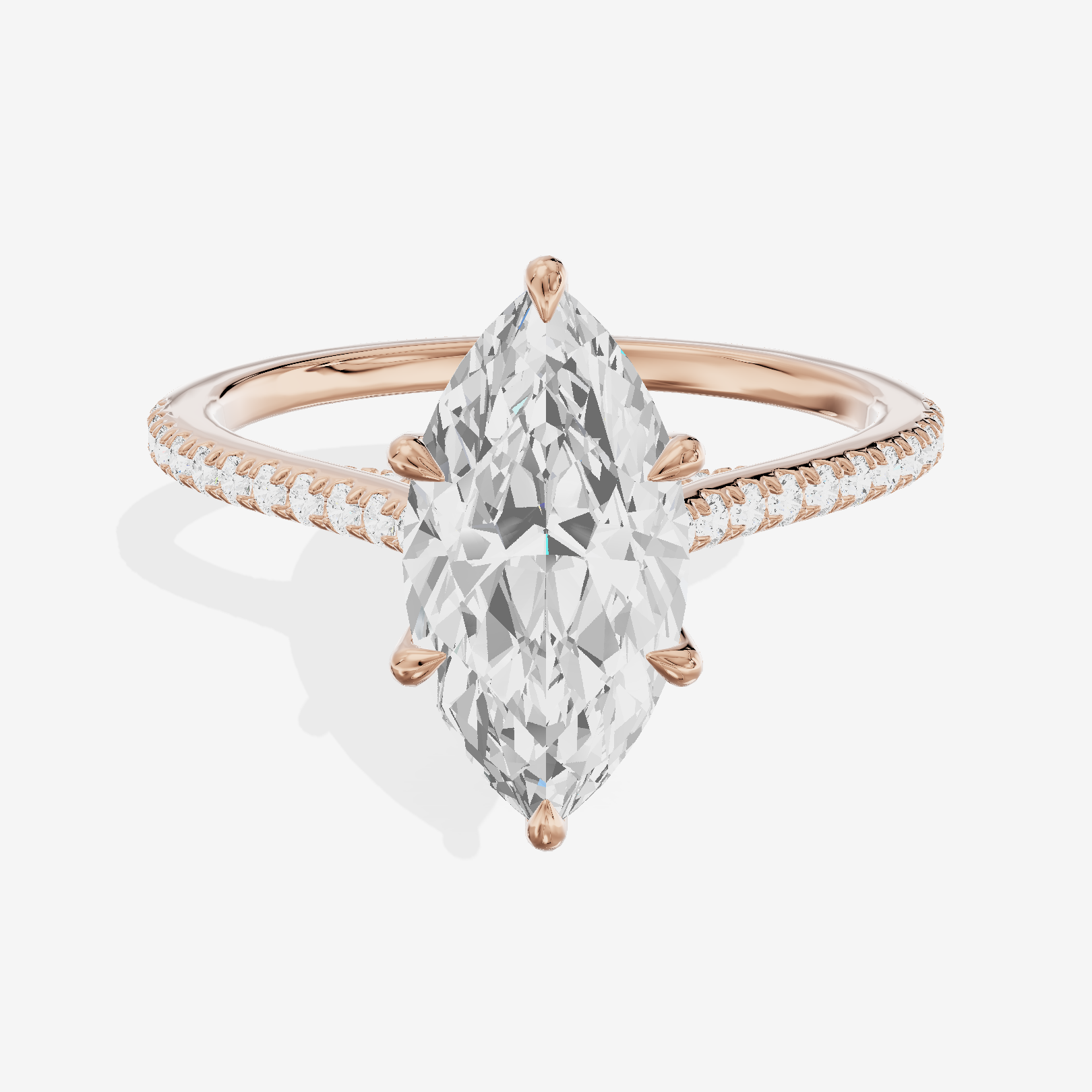 Grand Tender Marquise Engagement Ring with Side Stones (1/8 ct. tw.) in 18K Rose Gold