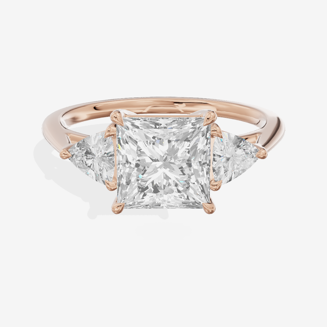 Luxe Coeurine Three Stone Princess Engagement Ring (1/2 ct. tw.) in 18K Rose Gold