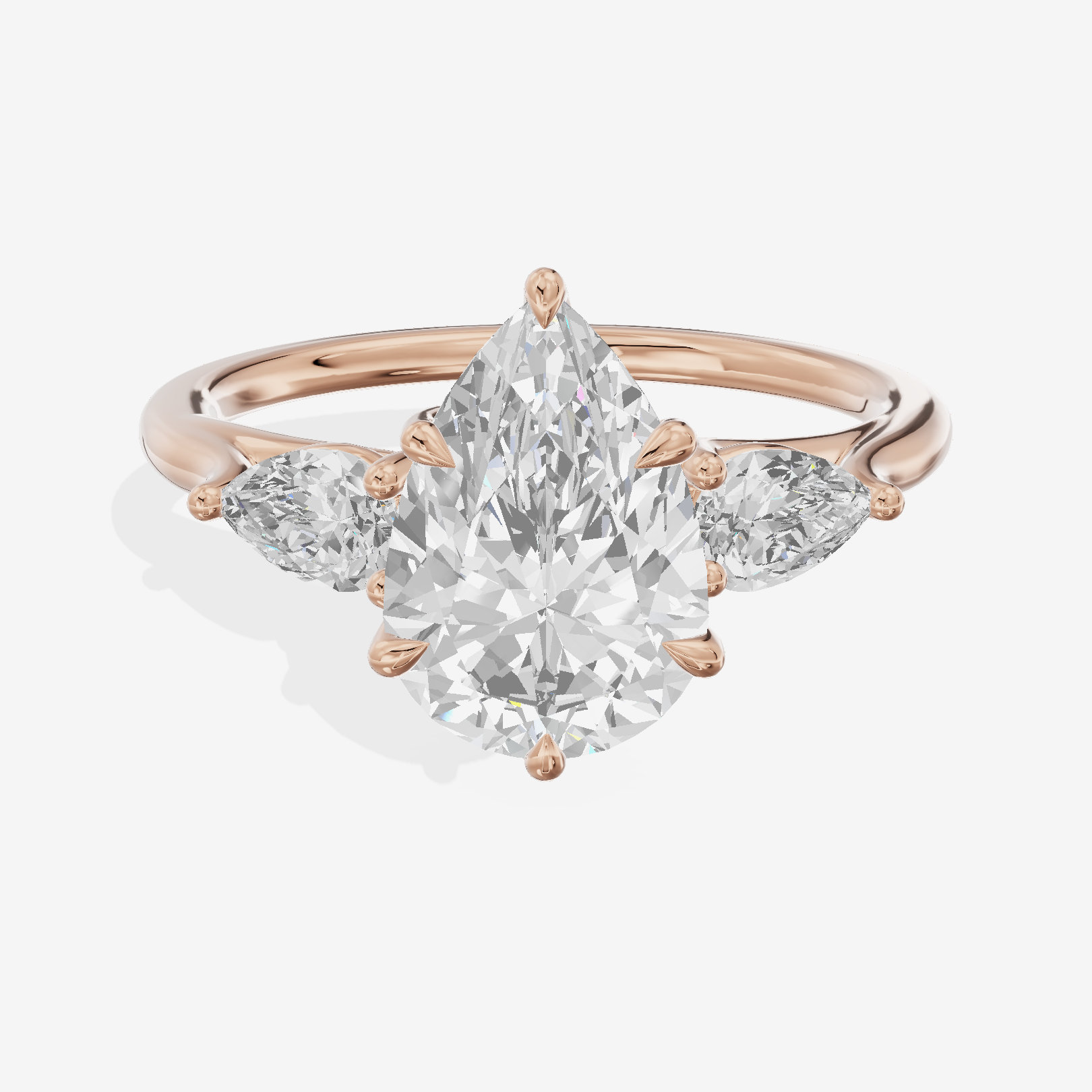 Luxe Sincere Three Stone Pear Engagement Ring (2/5 ct. tw.) in 14K Rose Gold