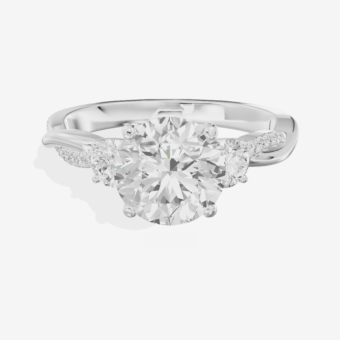 Petite Promezza Three Stone Round Engagement Ring (2/5 ct. tw.) in 18K White Gold