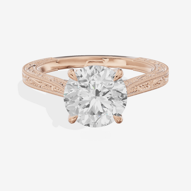 Vintage Vowsae Round Engagement Ring in 18K Rose Gold