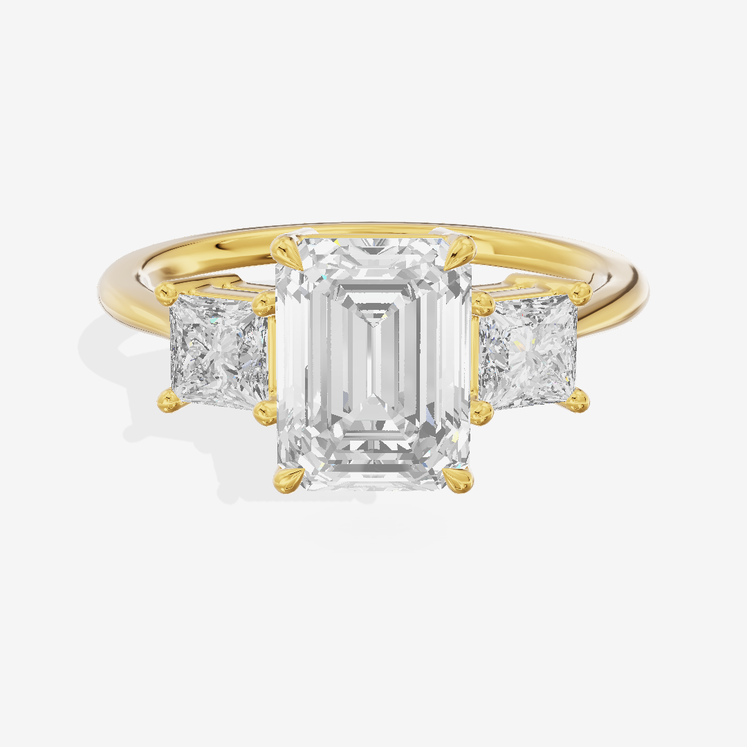 Belovae Anniversary Anniversary Emerald Three Stone Engagement Ring (1/2 ct. tw.) in 14K Yellow Gold