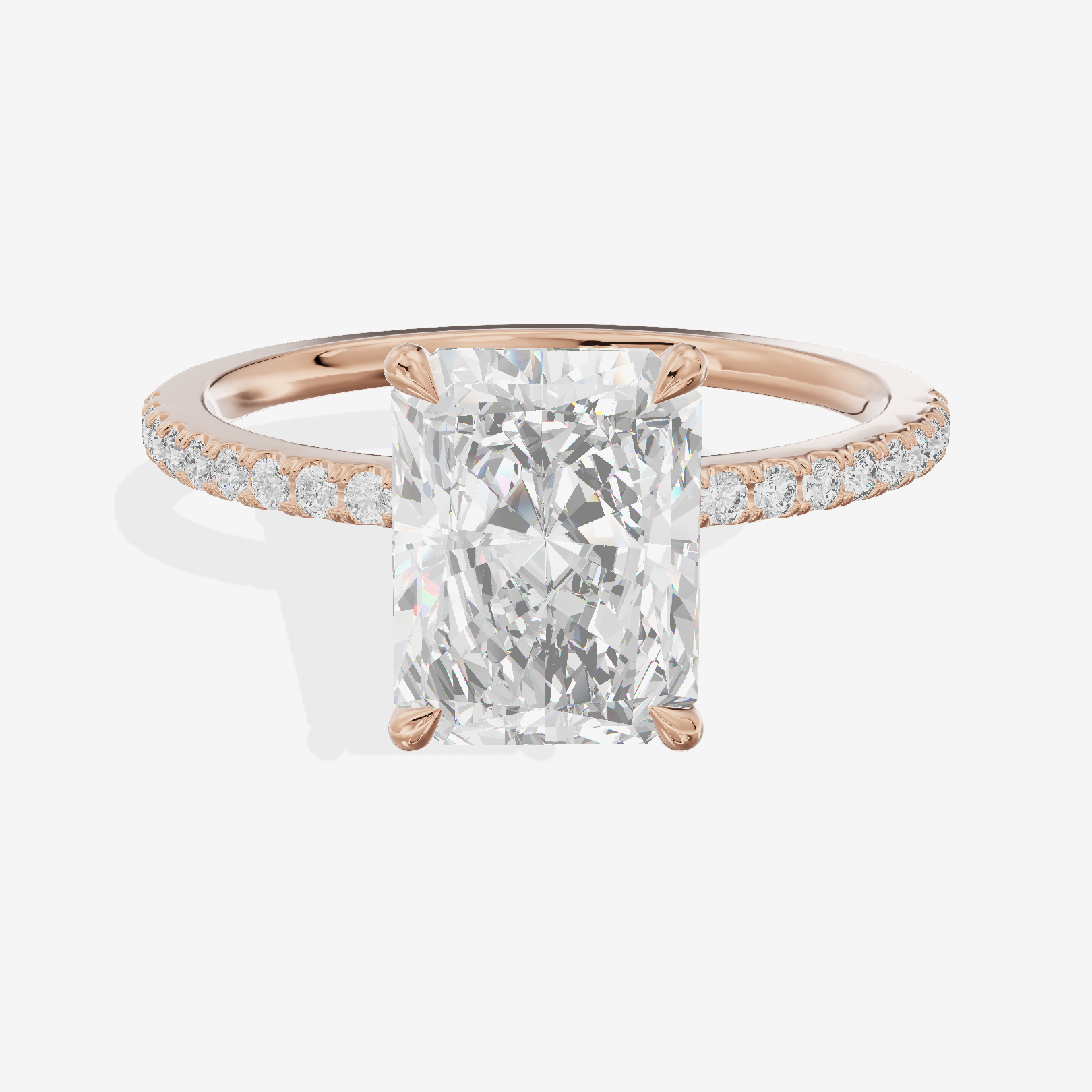 Twined Selenia Radiant Engagement Ring with Side Stones (1/10 ct. tw.) in 14K Rose Gold