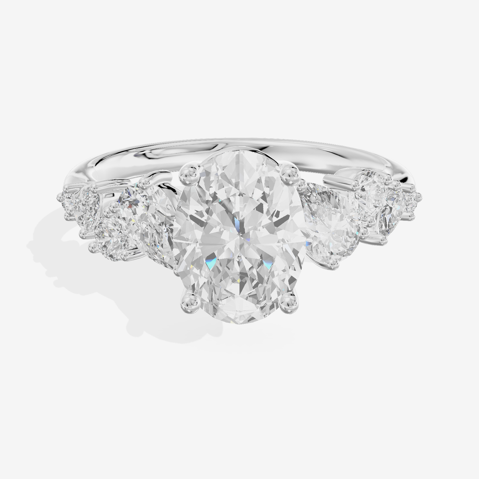 Selenia Cathedral 1.5mm Oval Solitaire Engagement Ring in 18K White Gold
