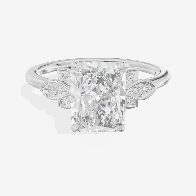 Trellise Radiant Engagement Ring with Side Stones (1/20 ct. tw.) in Platinum
