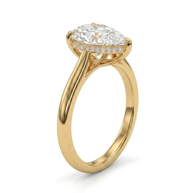 Hidden Halo Pear Engagement Ring (3.06 ct. tw.) in 14K Yellow Gold