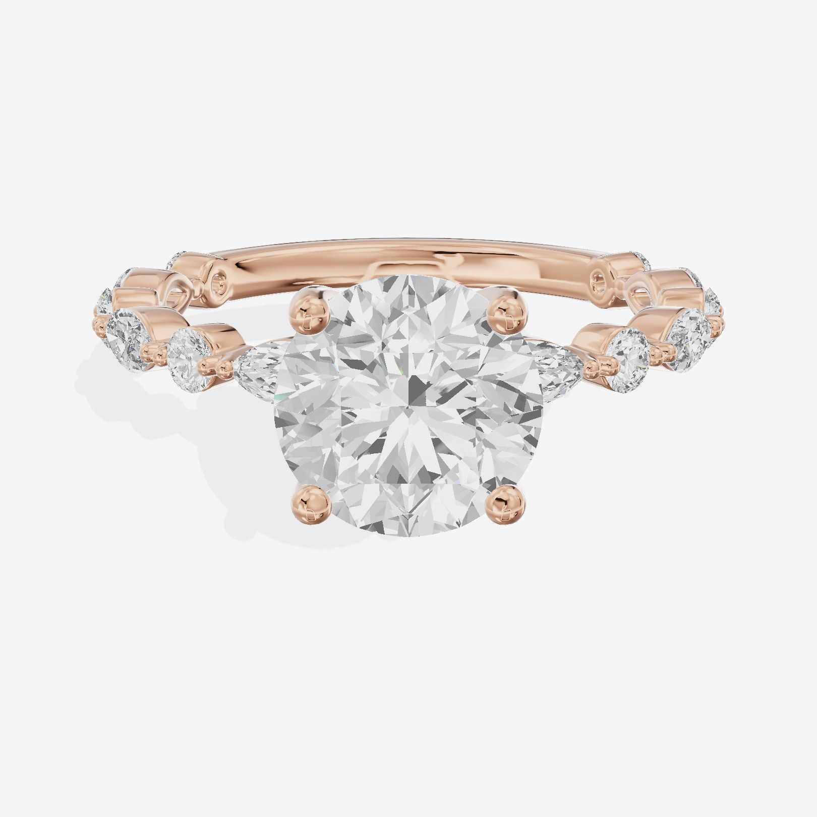 Solea Cathedral 2mm Round Engagement Ring with Side Stones (1/2 ct. tw.) in 18K Rose Gold