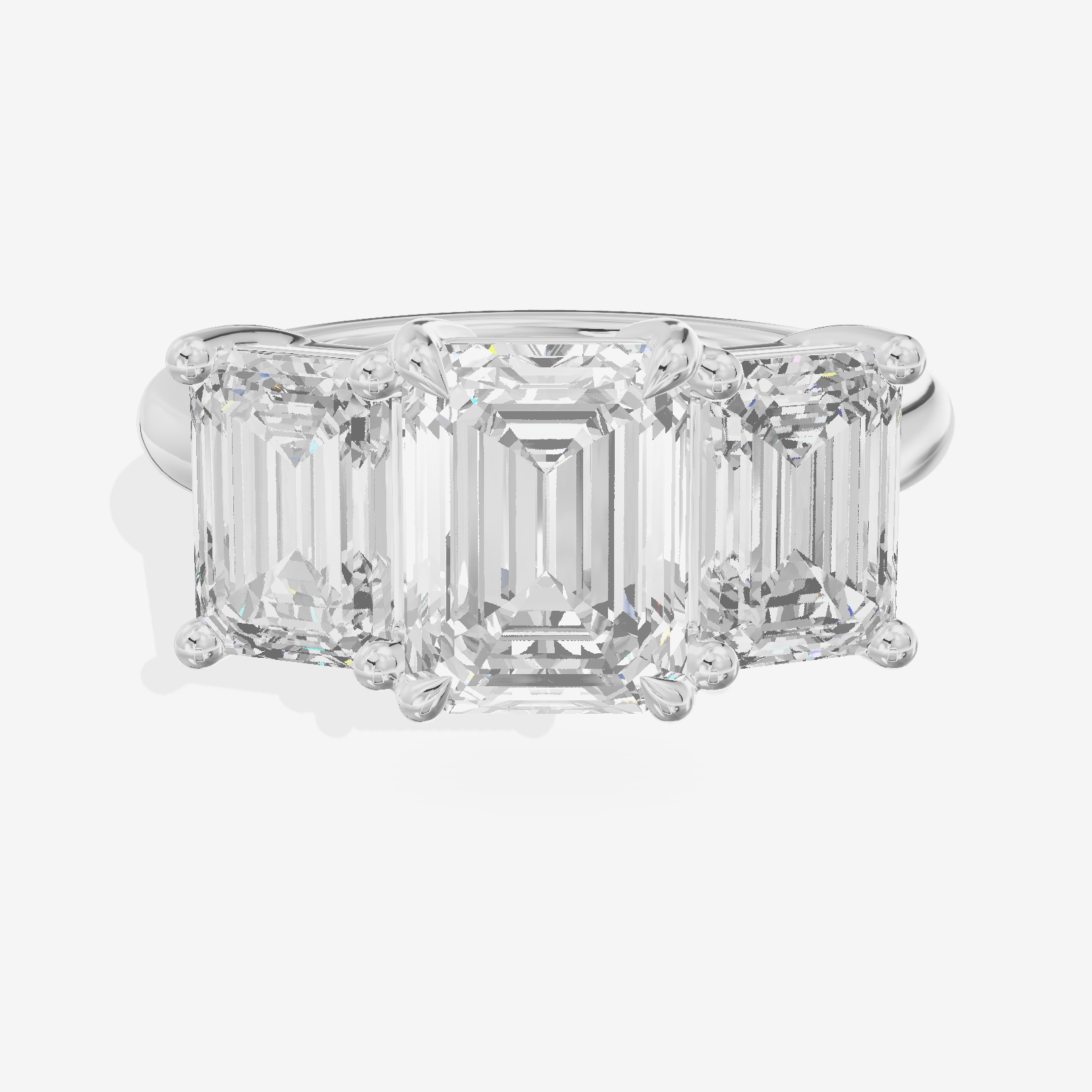 Luxe Whisper Three Stone Emerald Engagement Ring (3/4 ct. tw.) in 18K White Gold