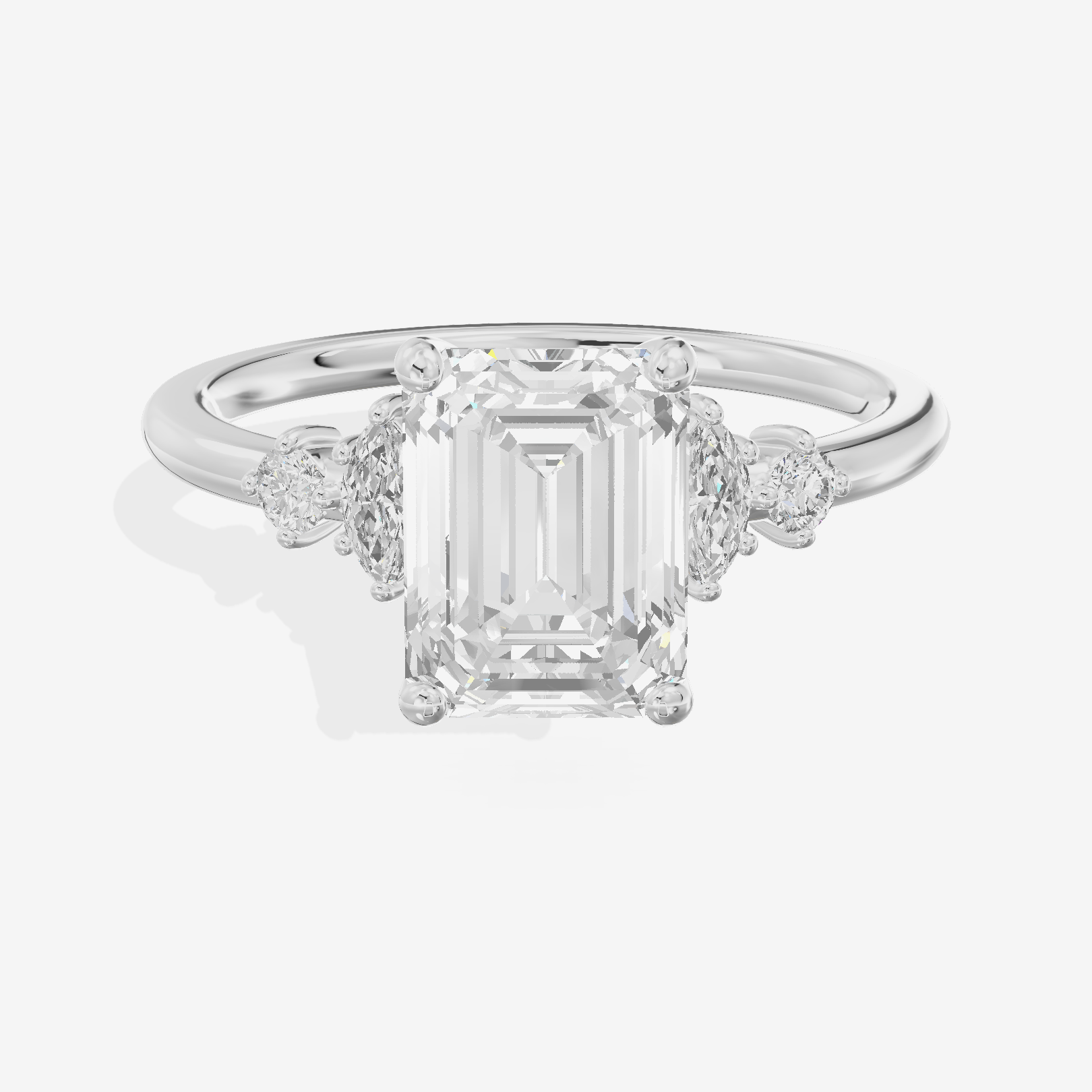 Hallowed Halcyon Emerald Engagement Ring with Side Stones (1/6 ct. tw.) in 18K White Gold