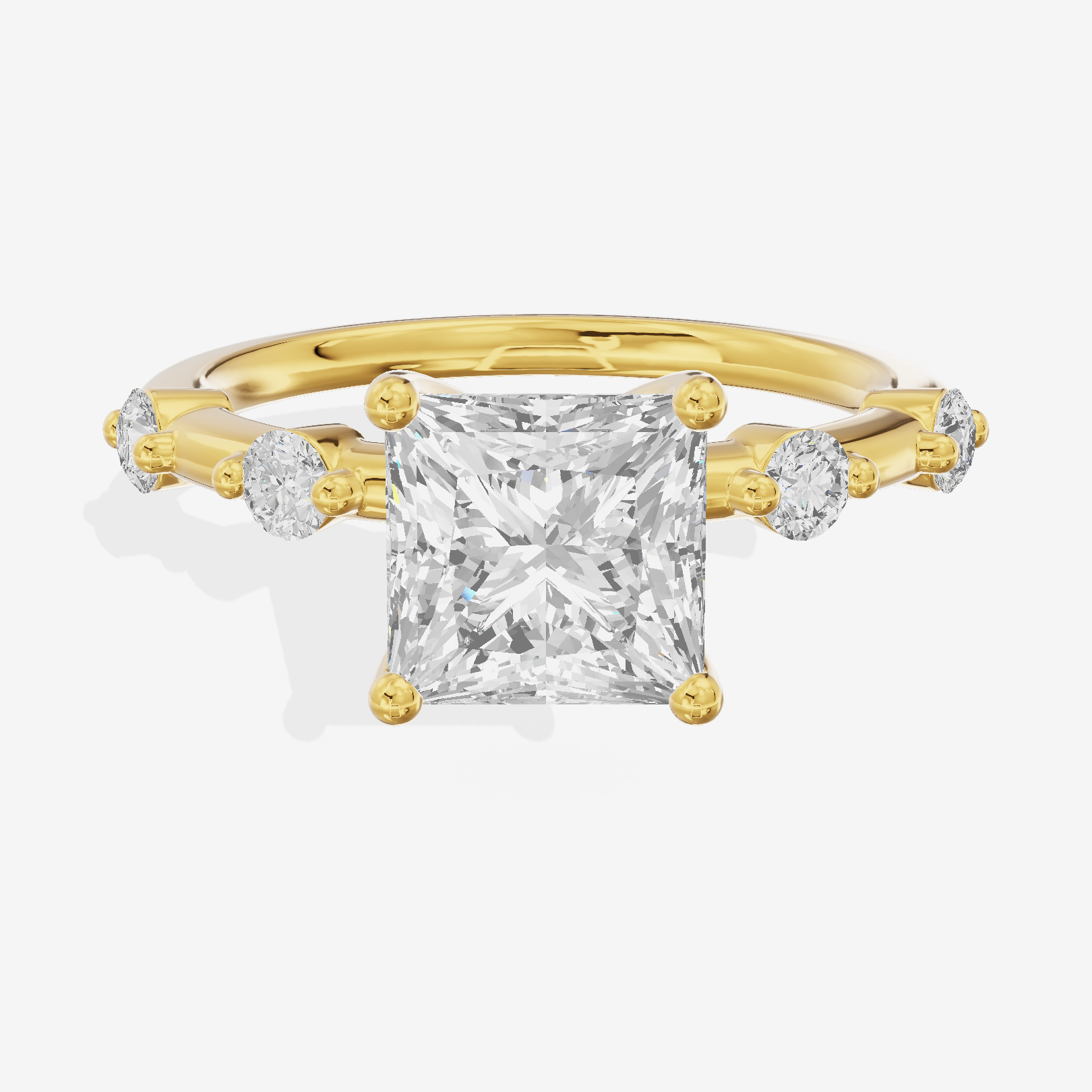 Petite Heartline Princess Engagement Ring with Side Stones (1/5 ct. tw.) in 14K Yellow Gold