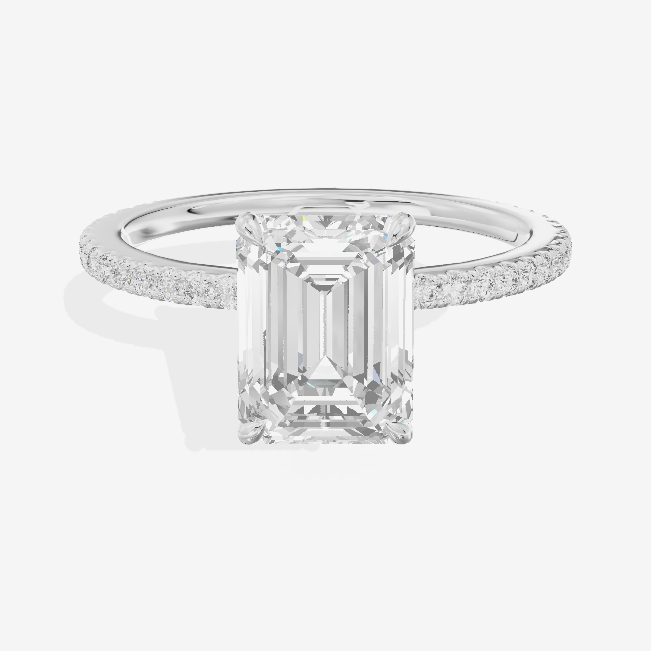 Tensare Emerald Engagement Ring with Side Stones (1 ct. tw.) in Platinum