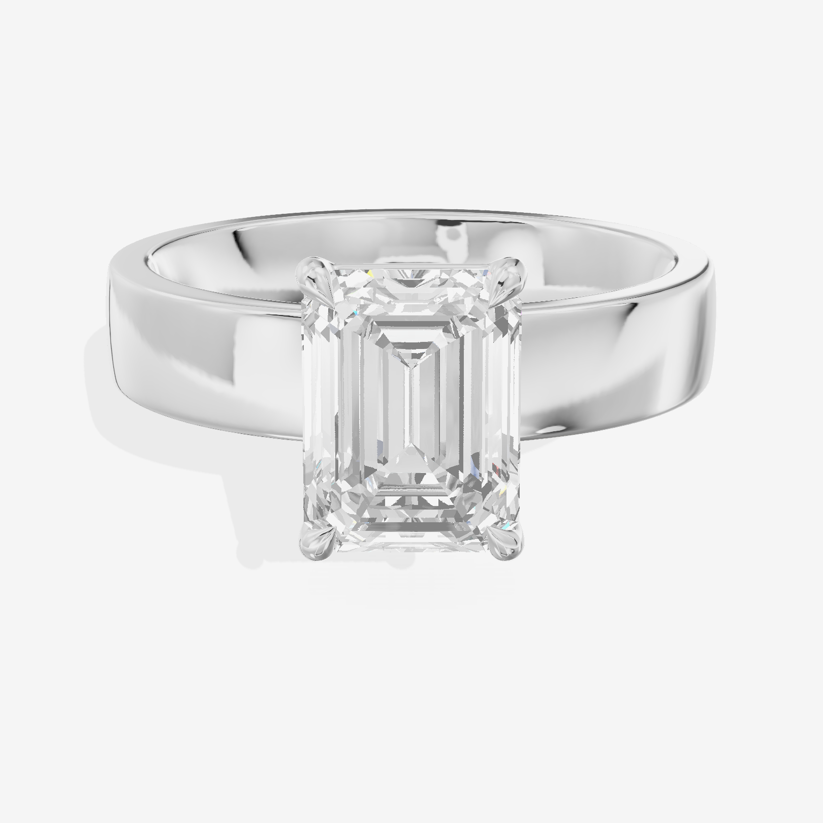 Hallowed Coeurine 4mm Emerald Solitaire Engagement Ring in 14K White Gold
