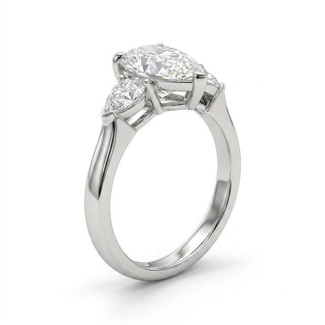 Three Stone Pear Engagement Ring (2.04 ct. tw.) in 18K White Gold