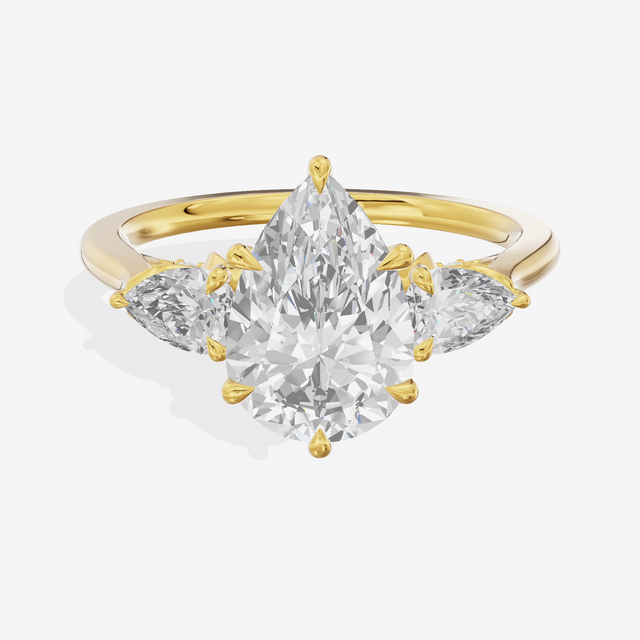 Modern Sincere Three Stone Pear Engagement Ring (1/2 ct. tw.) in 14K Yellow Gold