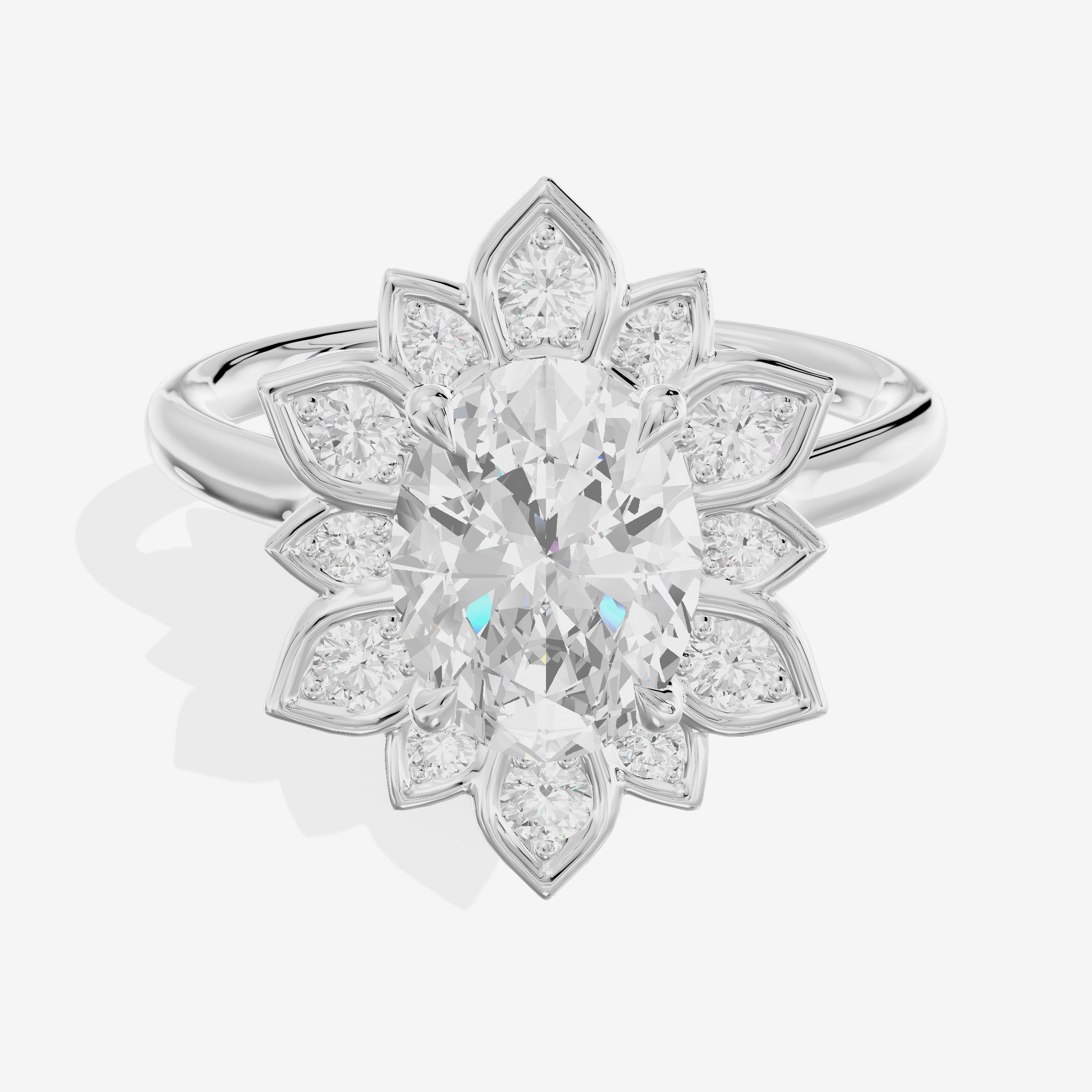 Solea Oval Halo Engagement Ring (3/4 ct. tw.) in 14K White Gold