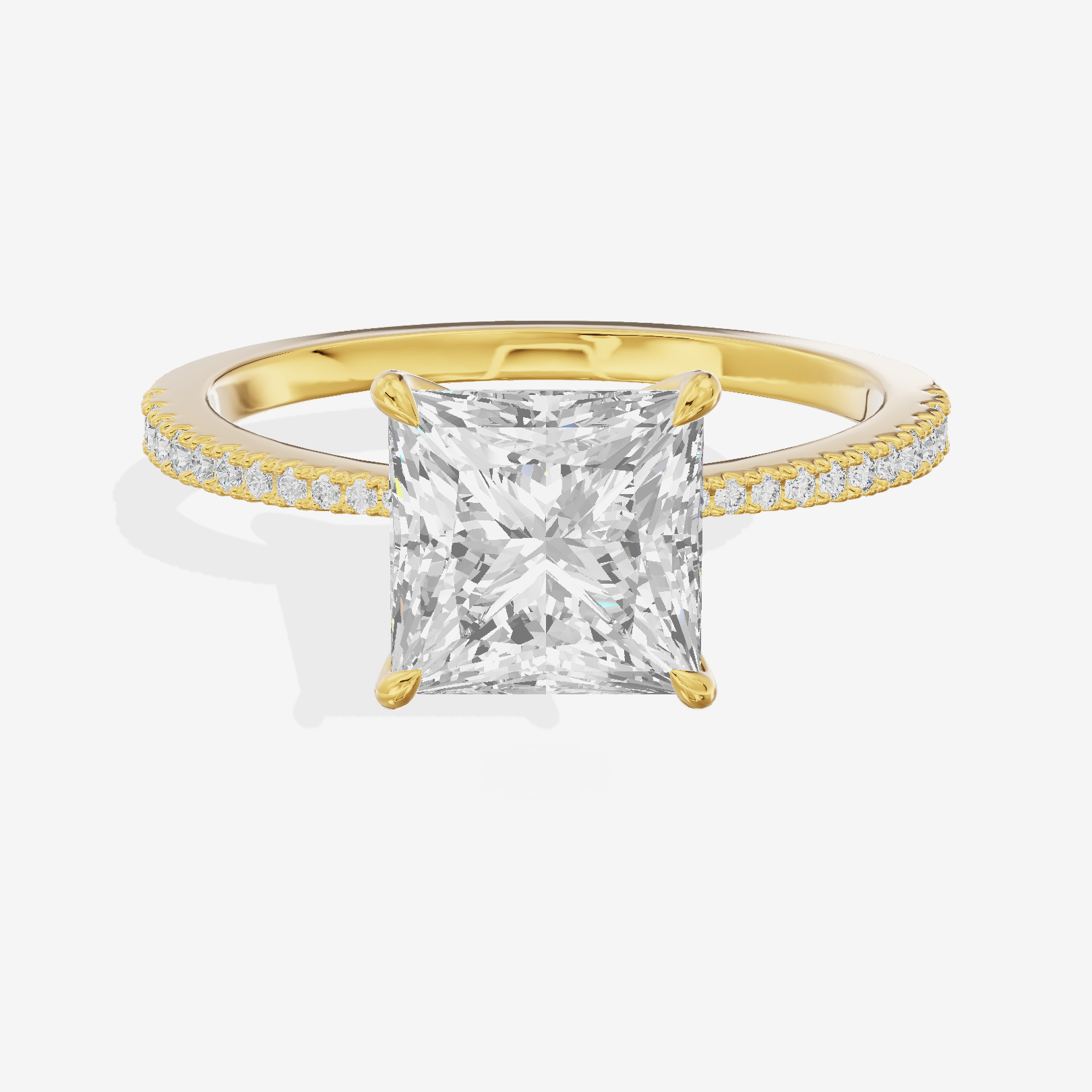 Luxe Promezza Princess Engagement Ring with Side Stones (1/2 ct. tw.) in 18K Yellow Gold