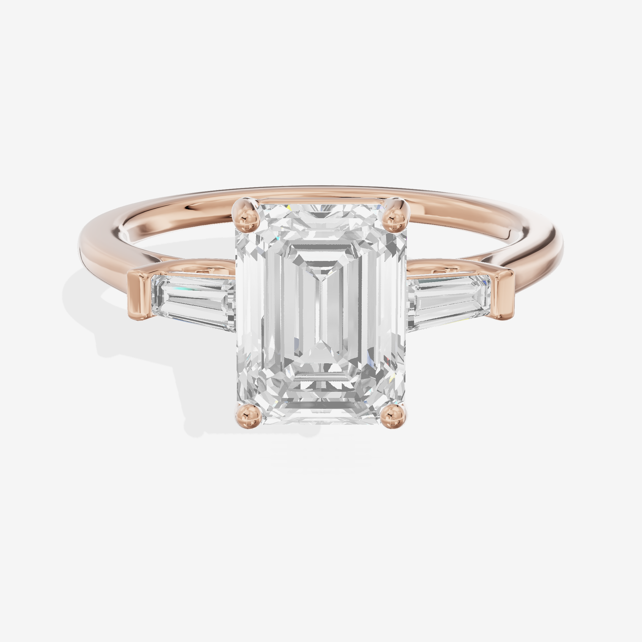 Hallowed Halcyon Emerald Engagement Ring with Side Stones (1/6 ct. tw.) in 18K Rose Gold