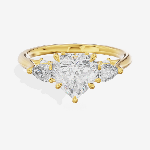 Classic Vowsae Three Stone Heart Engagement Ring (3/5 ct. tw.) in 14K Yellow Gold