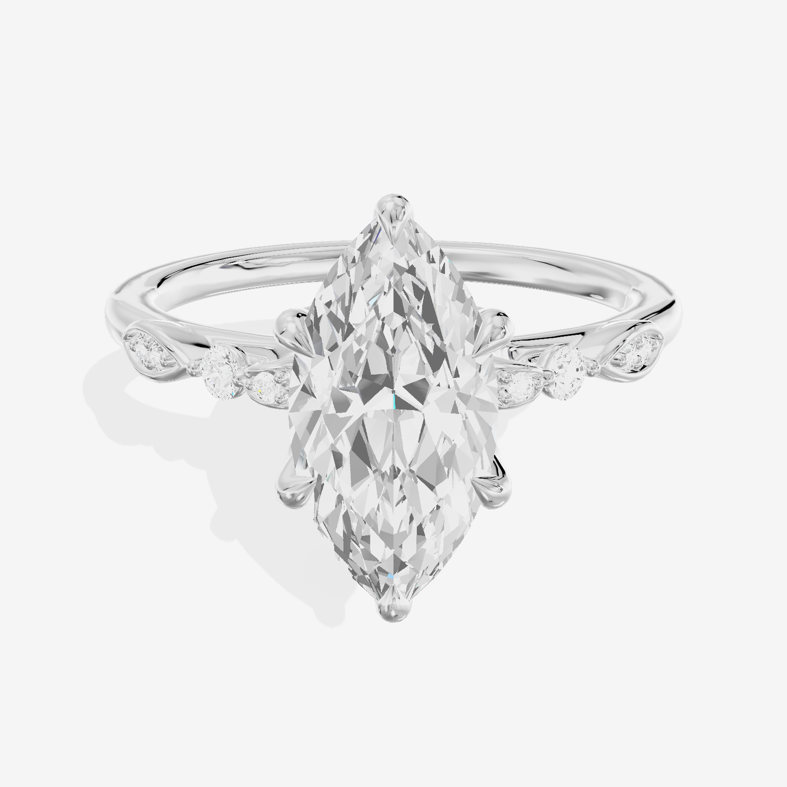 Lightwoven Marquise Engagement Ring with Side Stones (1/6 ct. tw.) in 18K White Gold