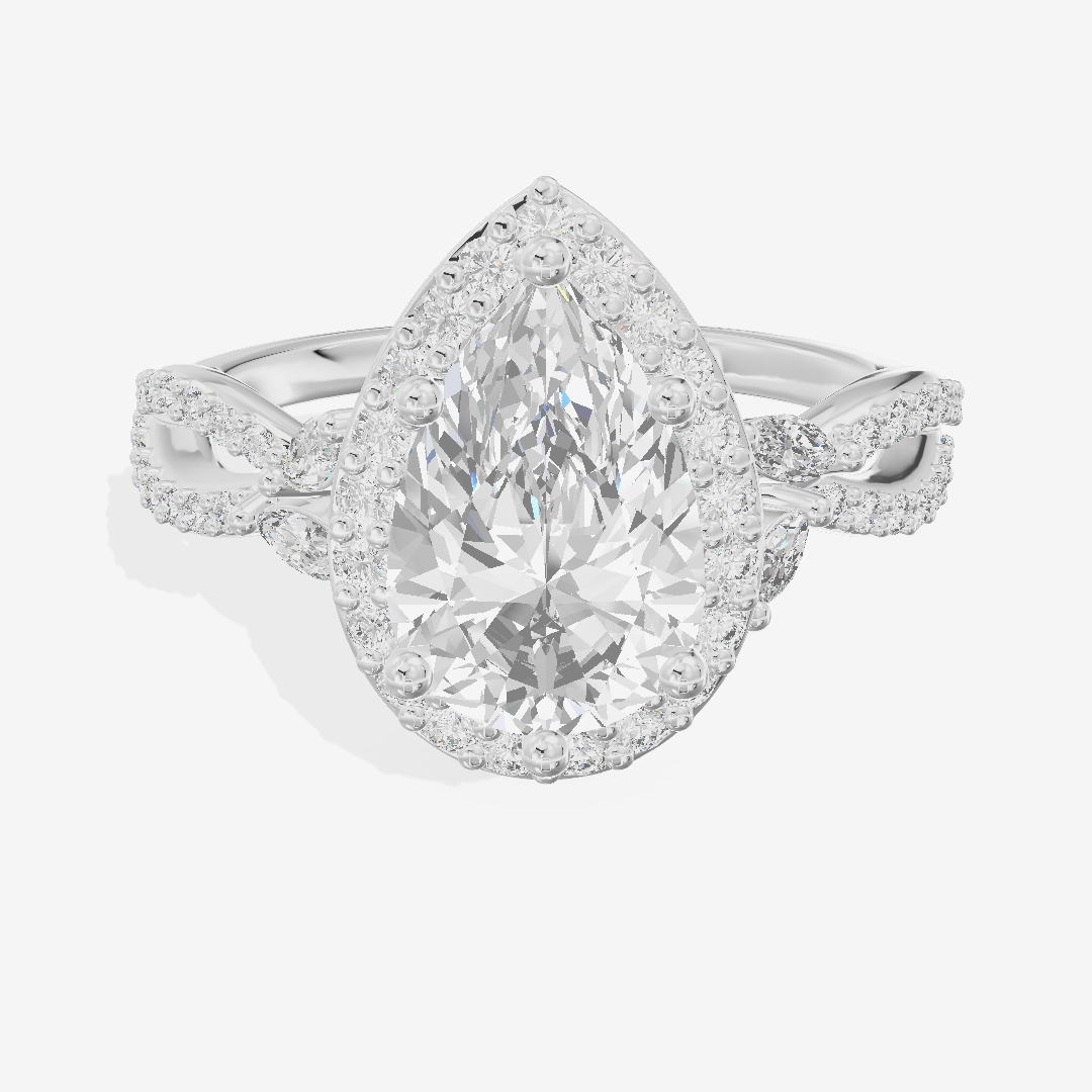 Luxe Reverya Pear Hidden Halo Engagement Ring (2/5 ct. tw.) in 14K White Gold