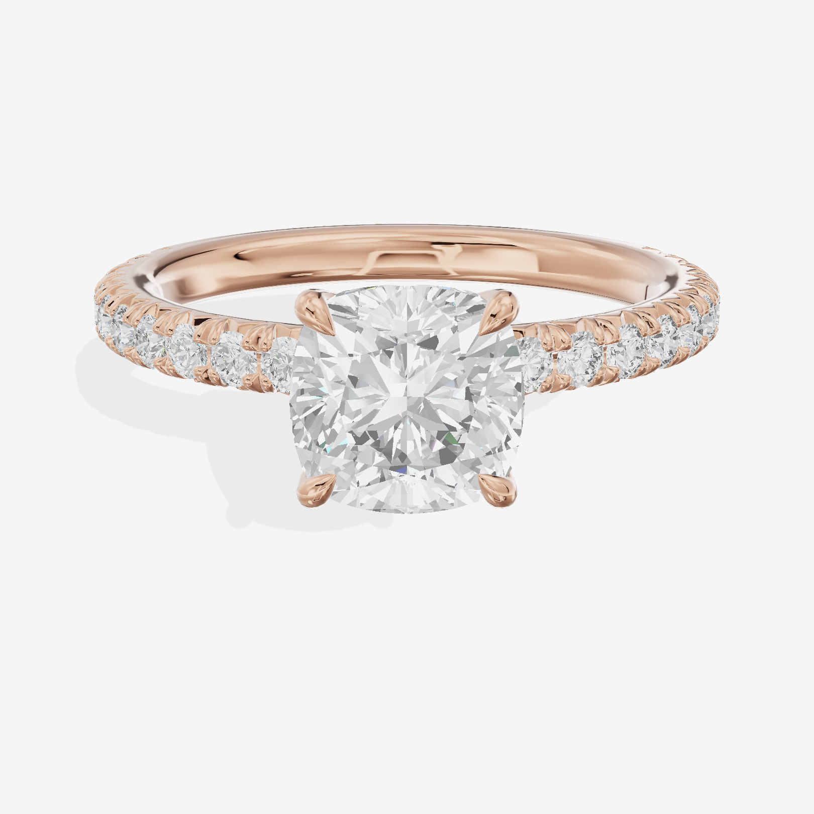 Twined Maia Cushion Engagement Ring with Side Stones (1/2 ct. tw.) in 18K Rose Gold