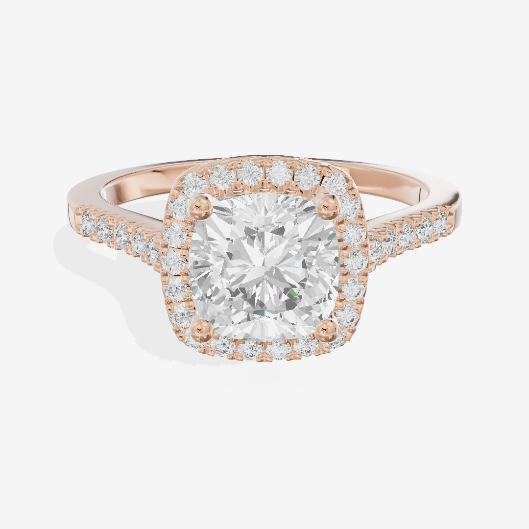 Lumera Halo Cushion Engagement Ring (1/5 ct. tw.) in 14K Rose Gold