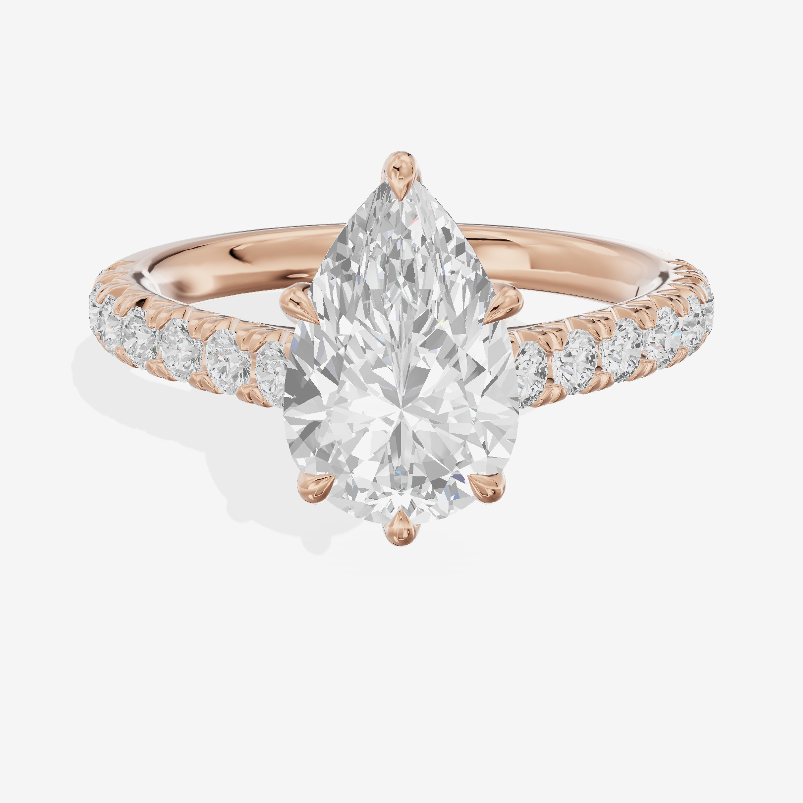 Whispered Sincere Pear Engagement Ring with Side Stones (2/5 ct. tw.) in 14K Rose Gold