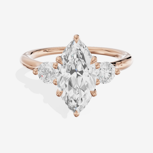 Eternal Vowsae Three Stone Marquise Engagement Ring (1/3 ct. tw.) in 18K Rose Gold