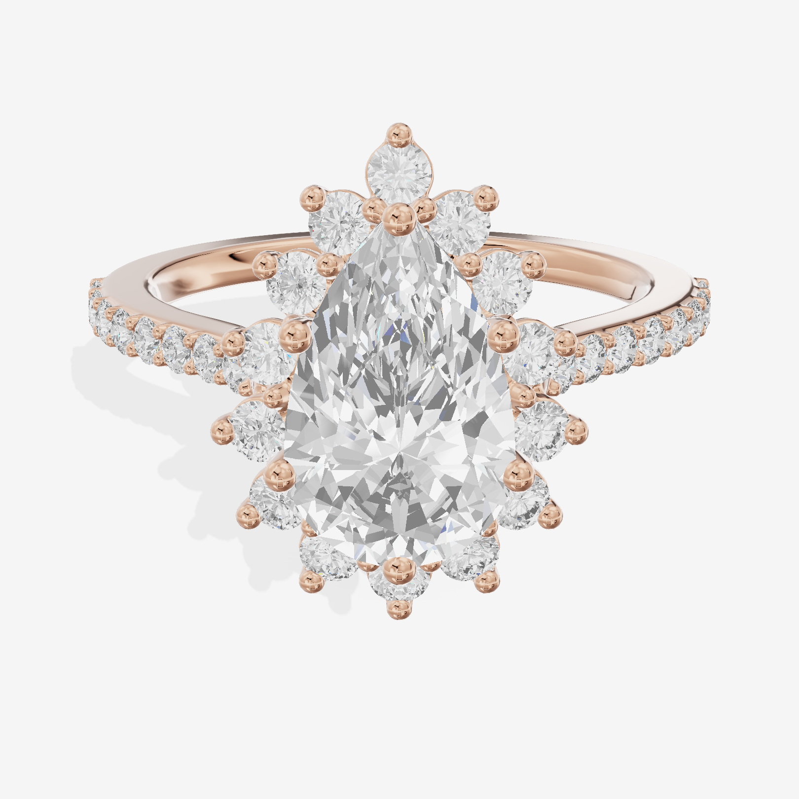 Sincere Halo Pear Engagement Ring (1/15 ct. tw.) in 18K Rose Gold