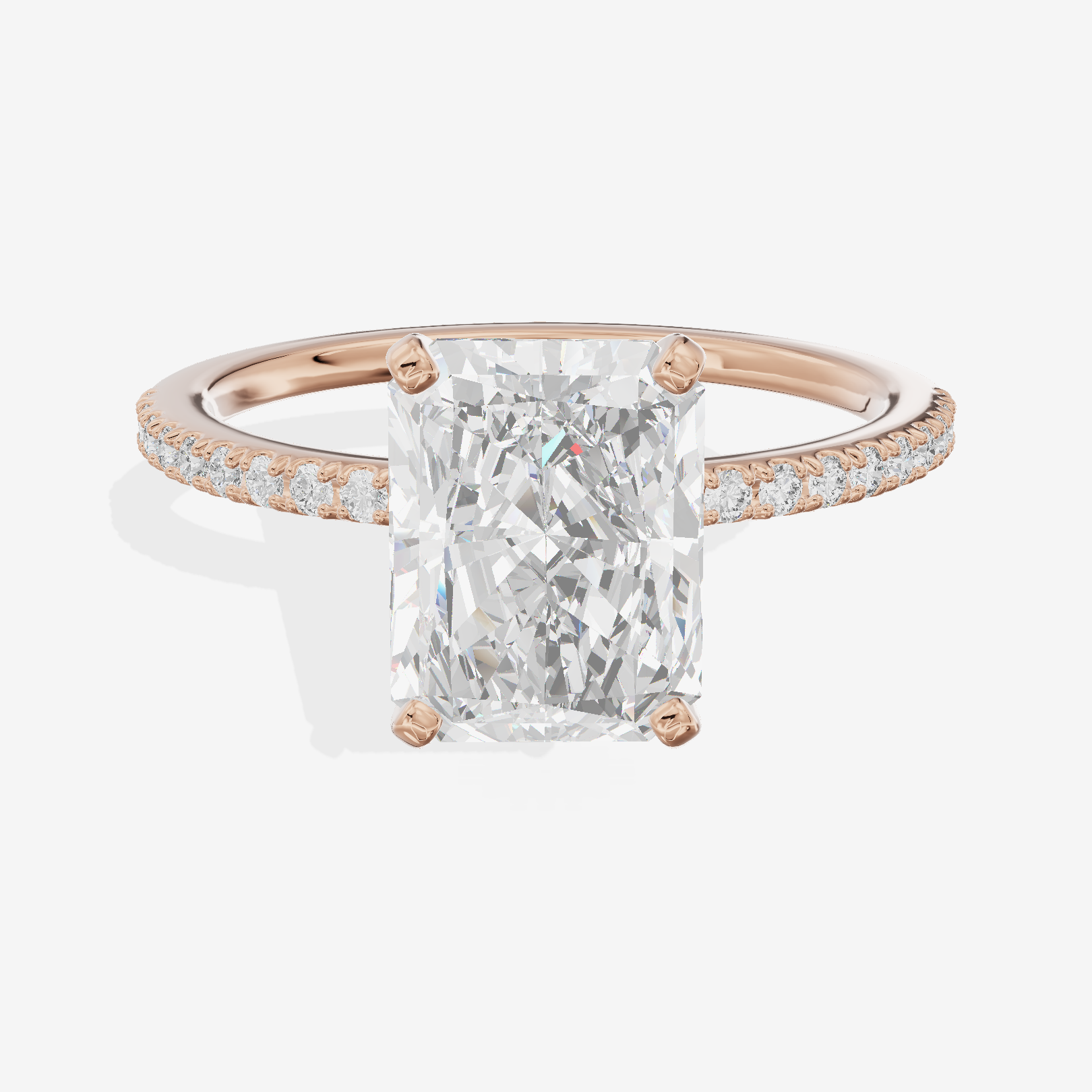 Grand Mayrelle Radiant Engagement Ring with Side Stones (1/8 ct. tw.) in 14K Rose Gold