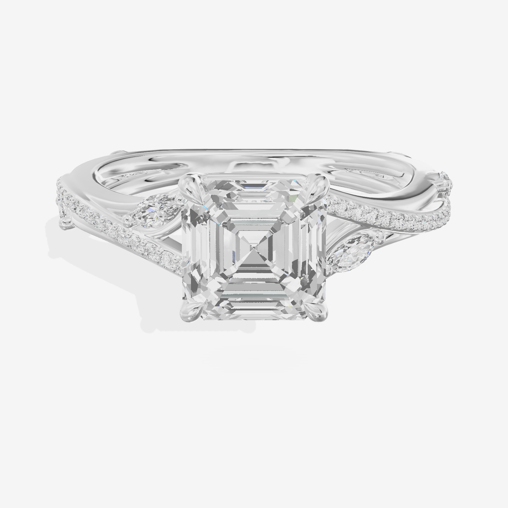 Twined Adorae Asscher Twisted Engagement Ring (1/4 ct. tw.) in Platinum