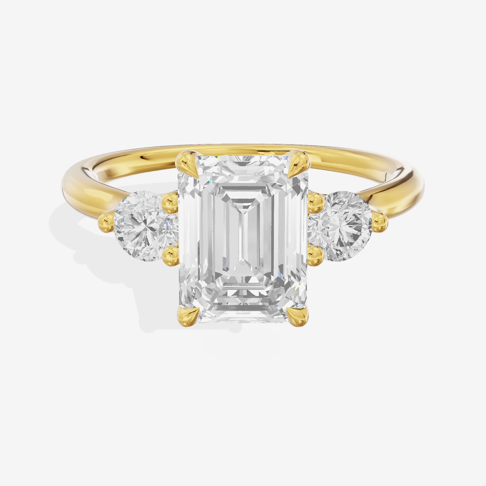 Triade Anniversary Anniversary Emerald Three Stone Engagement Ring (1/2 ct. tw.) in 18K Yellow Gold