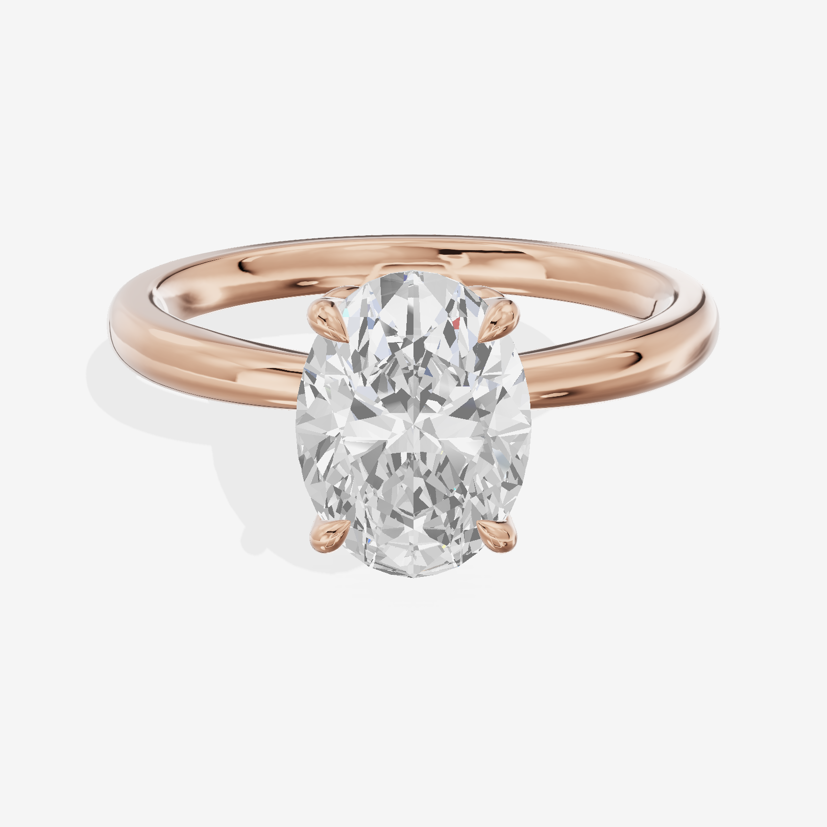 Eversince Solitaire 2mm Oval Engagement Ring in 18K Rose Gold