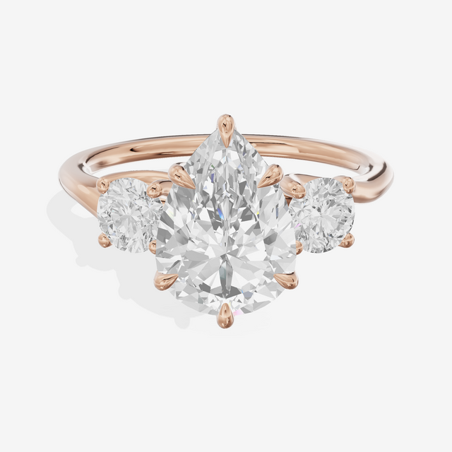 Luxe Vowsae Three Stone Pear Engagement Ring (1/2 ct. tw.) in 14K Rose Gold